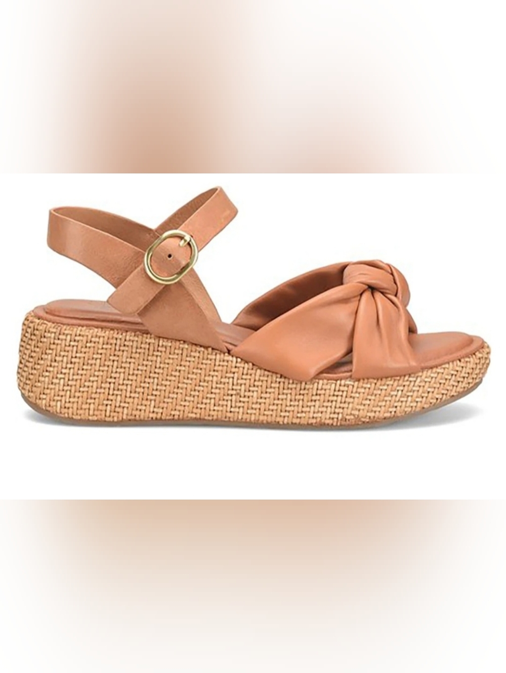 NWOB sofft farah Women's Tan Knotted Wedge Sandal size 6.5